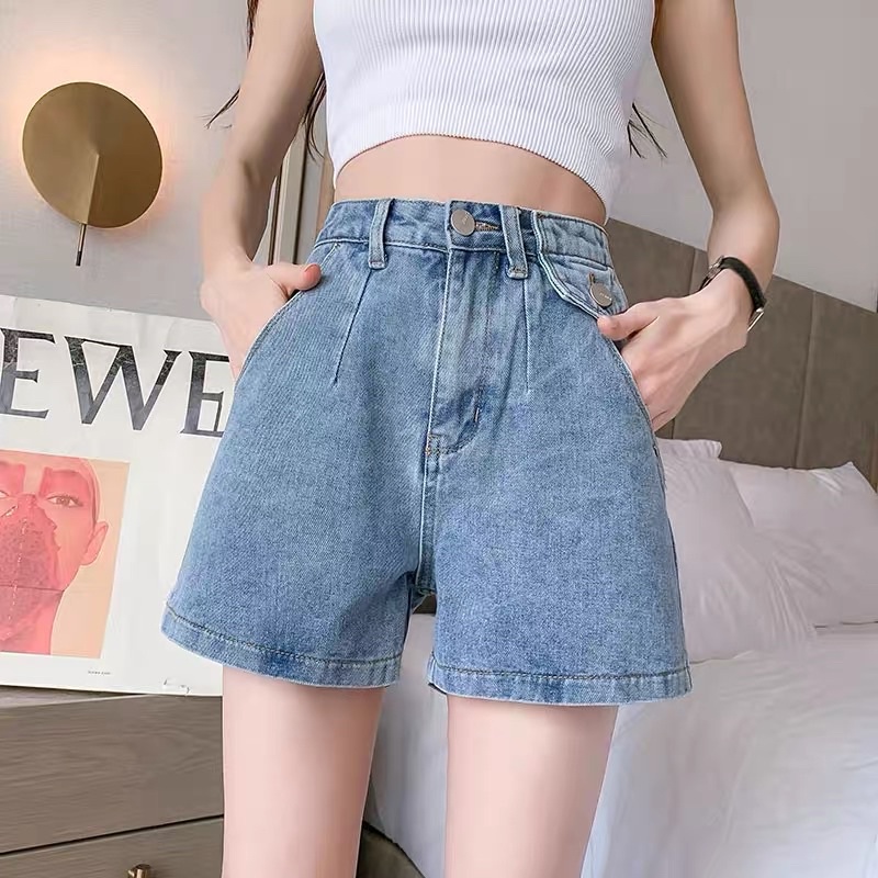 Quần Jeans Ngố Nữ Ống Rộng - Quần Bò Jean Đùi Ống Rộng Phong Cách Hàn Quốc