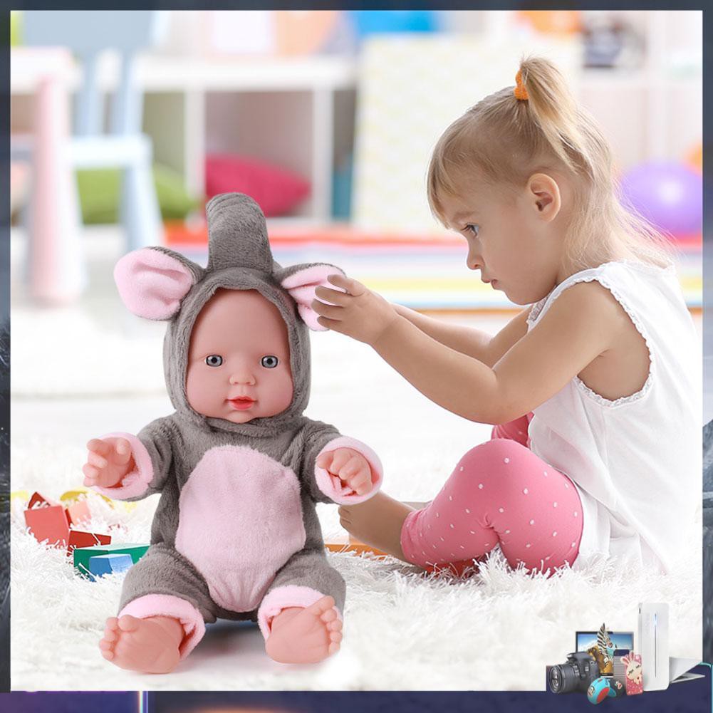 Búp bê em bé mặc đồ hình động vật bằng vinyl mềm 30cm