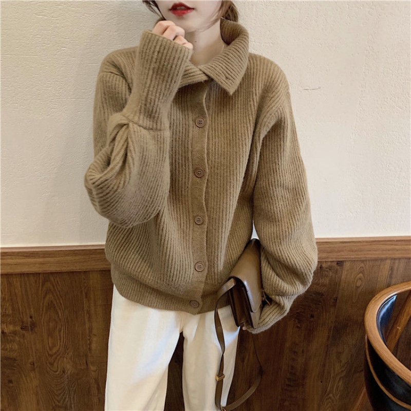 Áo khoác cardigan cổ lọ dáng rộng thiết kế thời trang tùy chọn màu sắc dành cho nữ