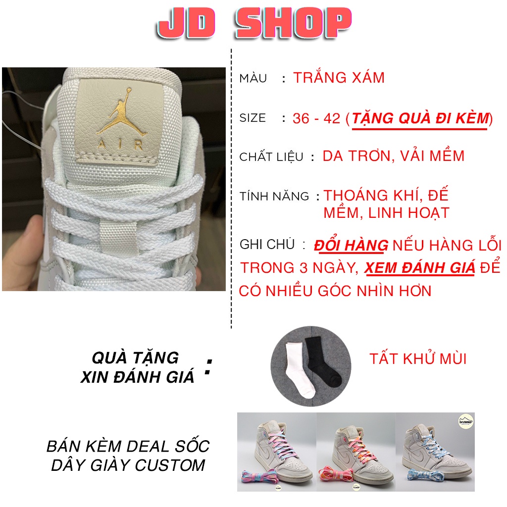 [Ảnh + Video Thật] Giày Jordan 1 Low Paris Trắng Xám, JD1 Low Paris Cổ Thấp Gót Xanh Thời Trang | BigBuy360 - bigbuy360.vn