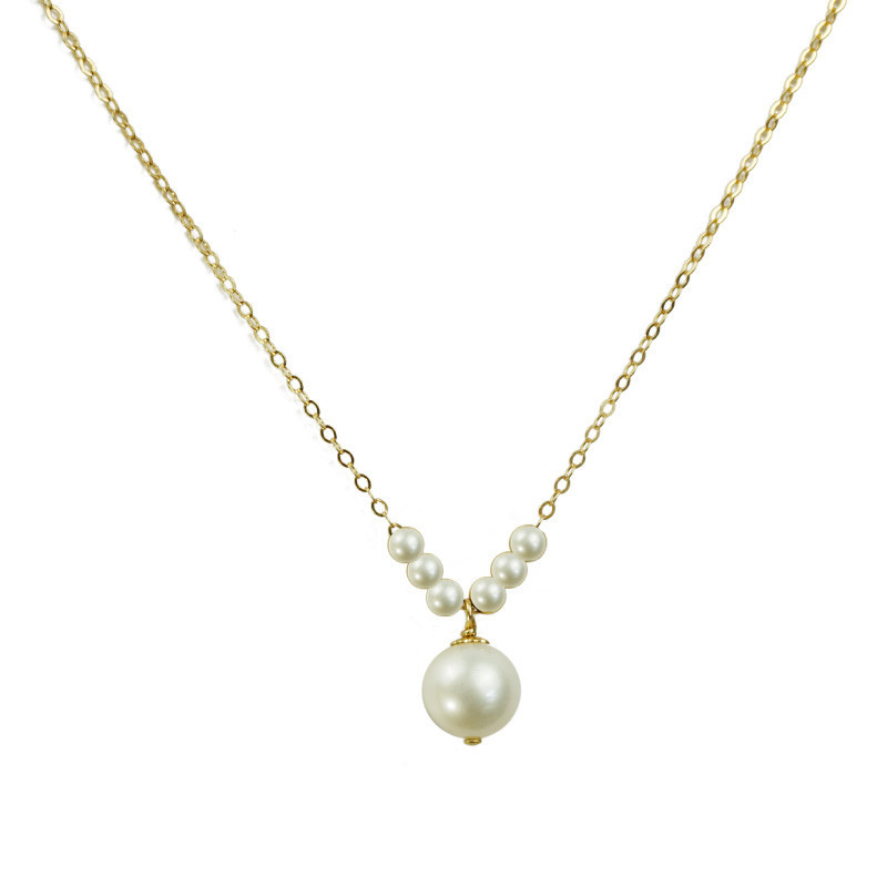 We Flower Korean Gold Chain Pearl Beads Pendant Necklace Women Simple Fashion Jewelry