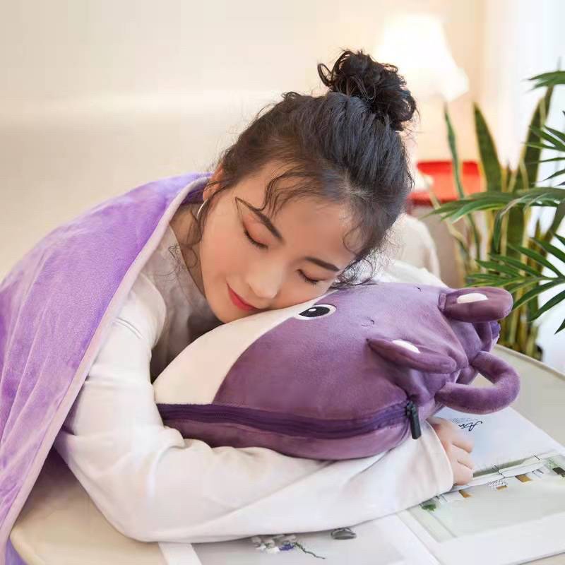chăn gối văng phòng nỉ nhùn 2trong 1 tiện lợi gọn gàng