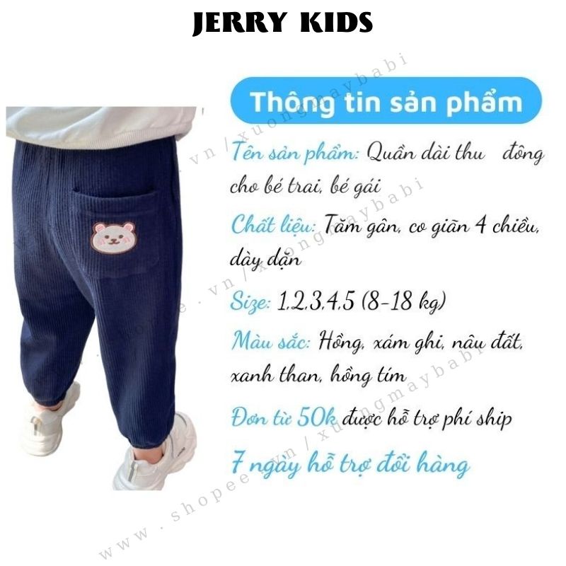 Quần dài cho bé trai bé gái , quần bom chất len tăm phong cách hàn quốc cho bé từ 8-18kg
