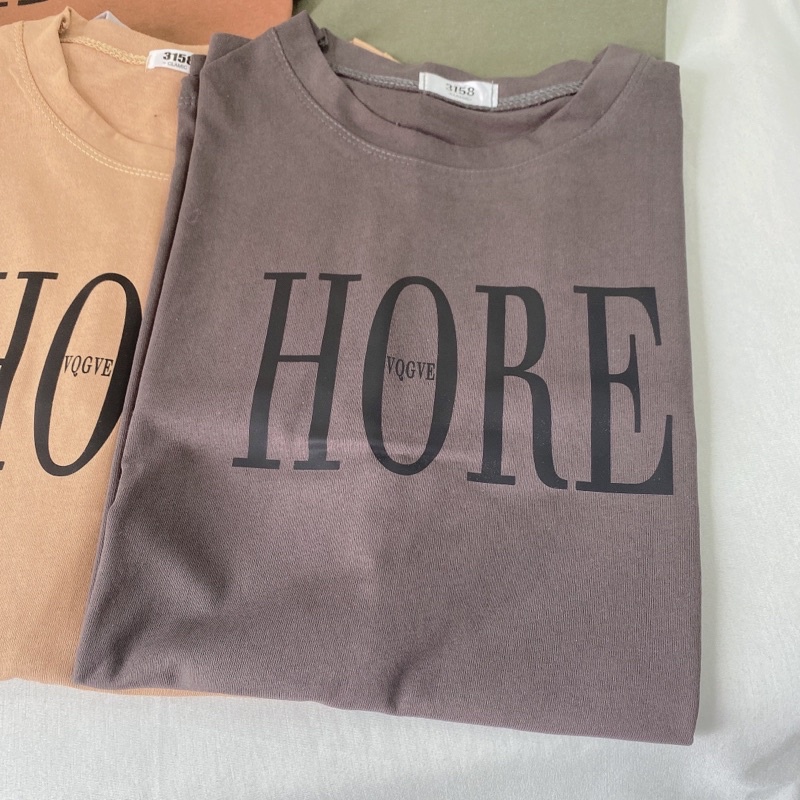 Áo phông 3158, áo thun tay lỡ form rộng chất cotton in hình HORE