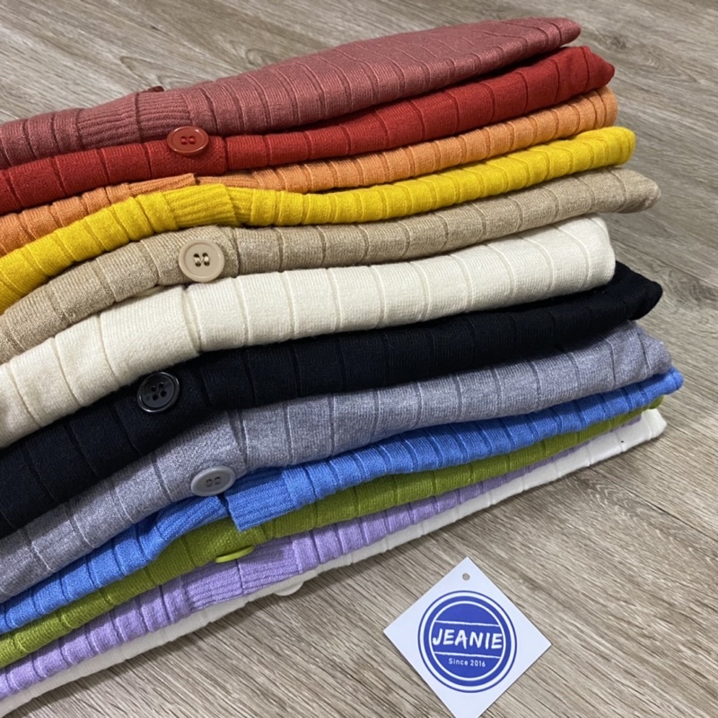 Áo len cardigan trơn JEANIE, áo khoác croptop chất len mỏng mịn không dão nhiều màu, hàng Quảng Châu