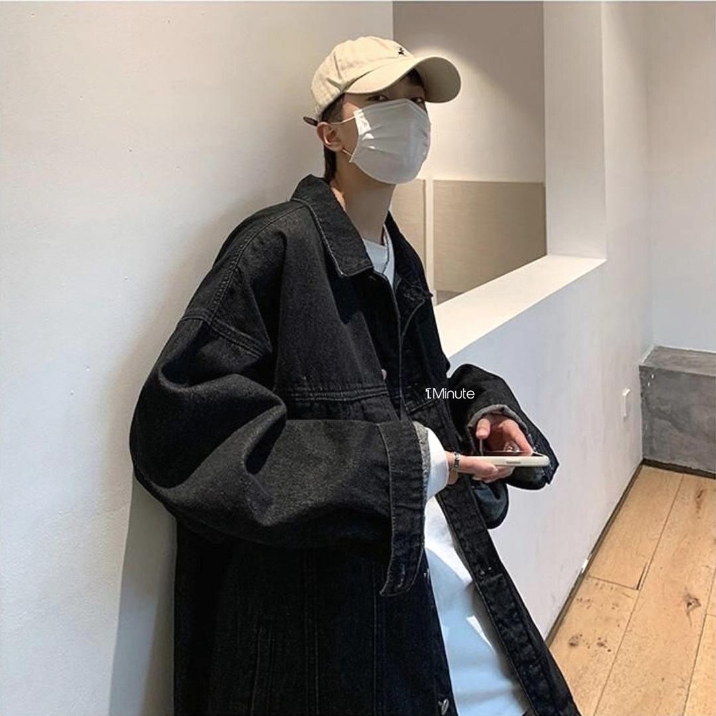 Áo khoác jeans Unisex Ulzzang - Áo khoác bò nam nữ phong cách thời trang trẻ trung 1Minute