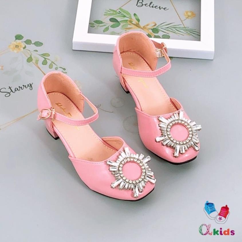 Giày Cao Gót Xinh Xắn Điệu Đà Cho Bé Gái 4 10 Tuổi, Da PU Mềm Mại Nơ Khóa Thời Trang, Hàng Chính Hãng Alpha Kids NAV