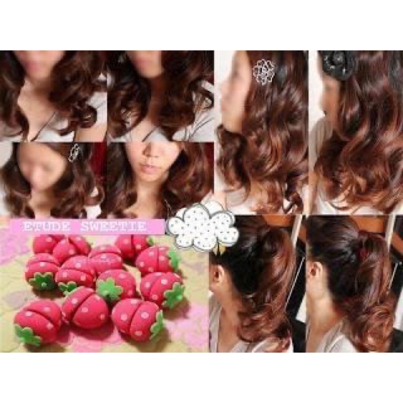 Lô Cuốn Tóc Xoăn Dễ Sử Dụng Hình Trái Dâu, Lô Uốn Tóc Trái Dâu (Combo 6c)