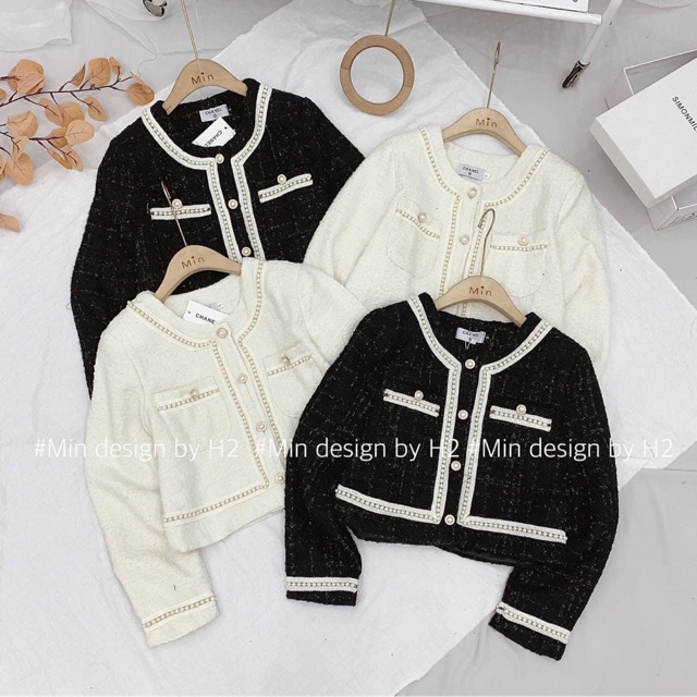 Áo Dạ Tweed Viền Ngọc Thời Trang Hàng Đẹp 2 Lớp⚡️Ảnh Thật