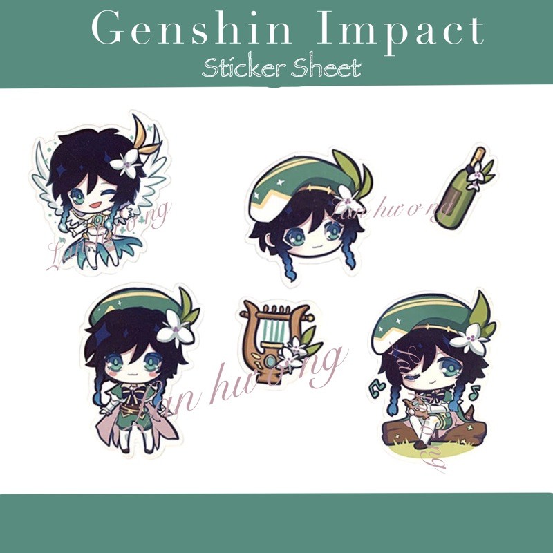 set sticker nhãn dán venti Genshin impact