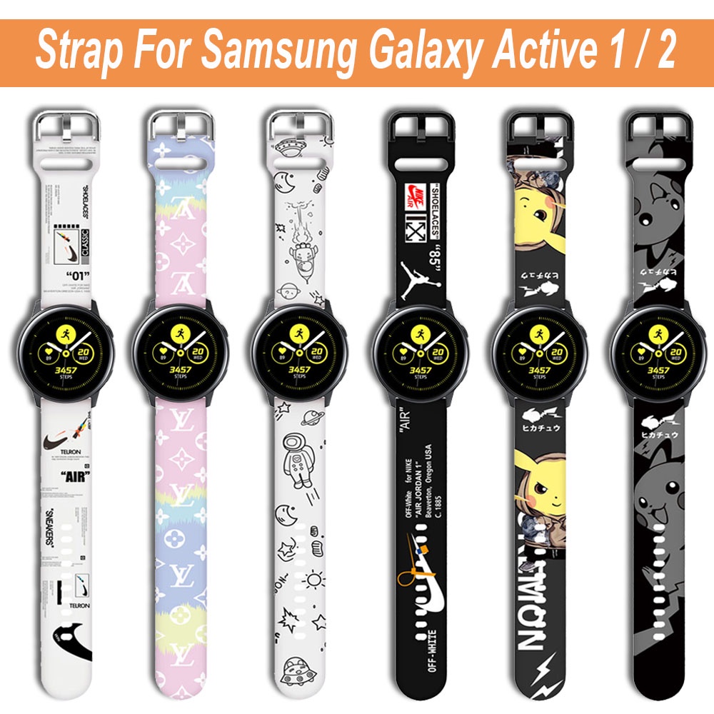 Dây đeo đồng hồ thông minh bằng silicon 20mm họa tiết hoạt hình thay thế cho Samsung
