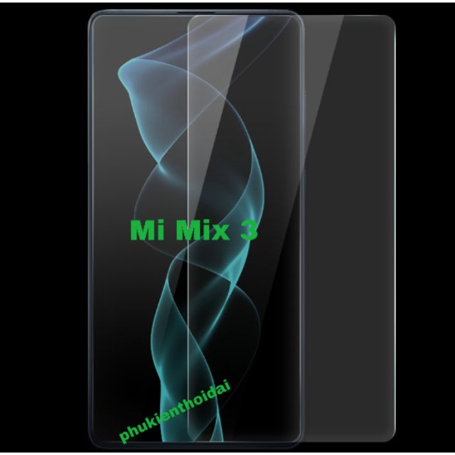 Cường lực Xiaomi Mix 3 trong suốt loại tốt 9H / 2.5D ( tặng keo mép giấy lấy bụi )