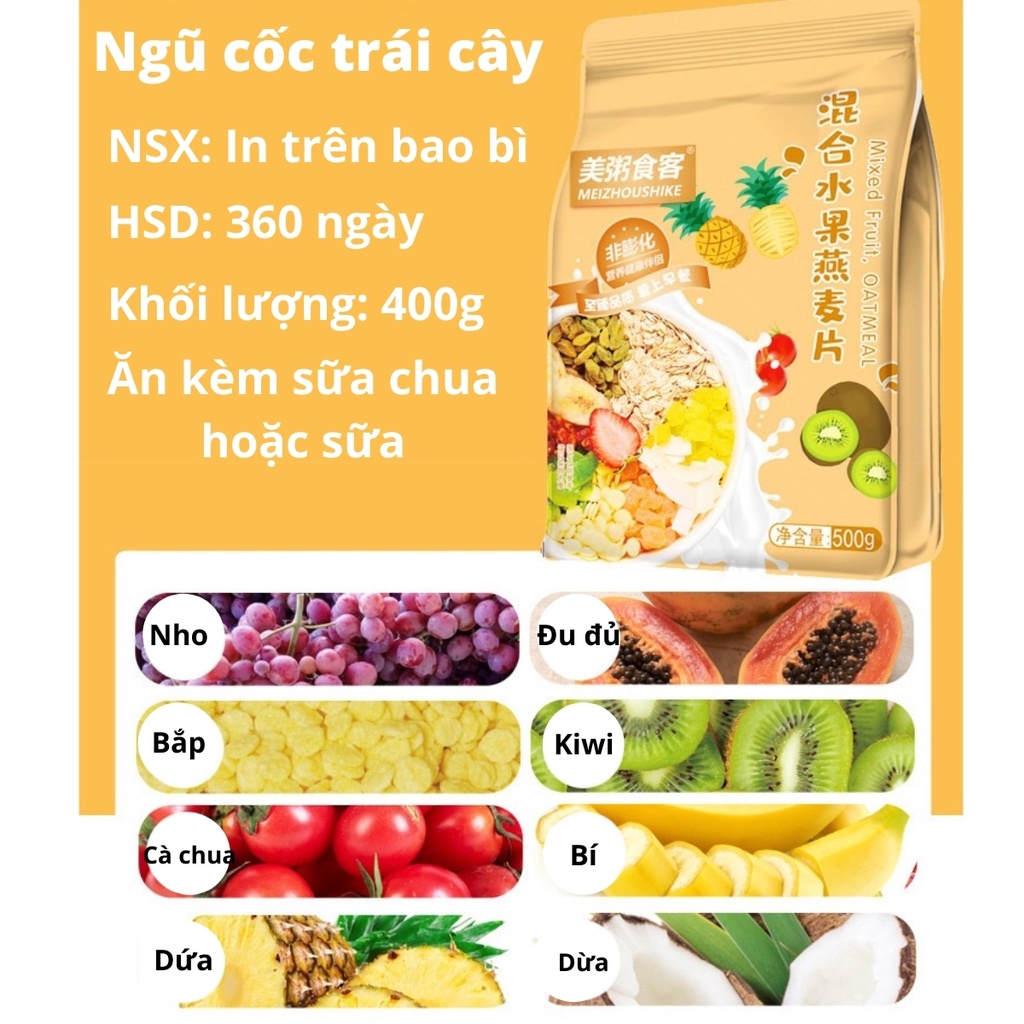 Ngũ cốc trái cây yến mạch nguyên hạt ăn liền, bổ sung dinh dưỡng cho người giảm cân, ăn kiêng, bà bầu, eat clean