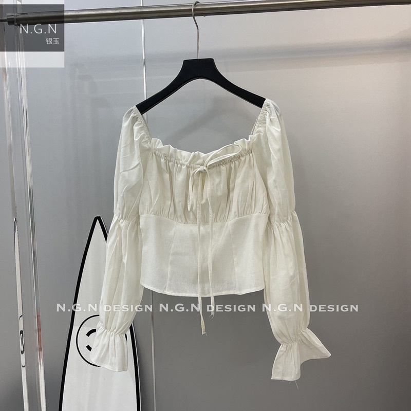 Áo Dài Tay Cổ Vuông Be Xinh