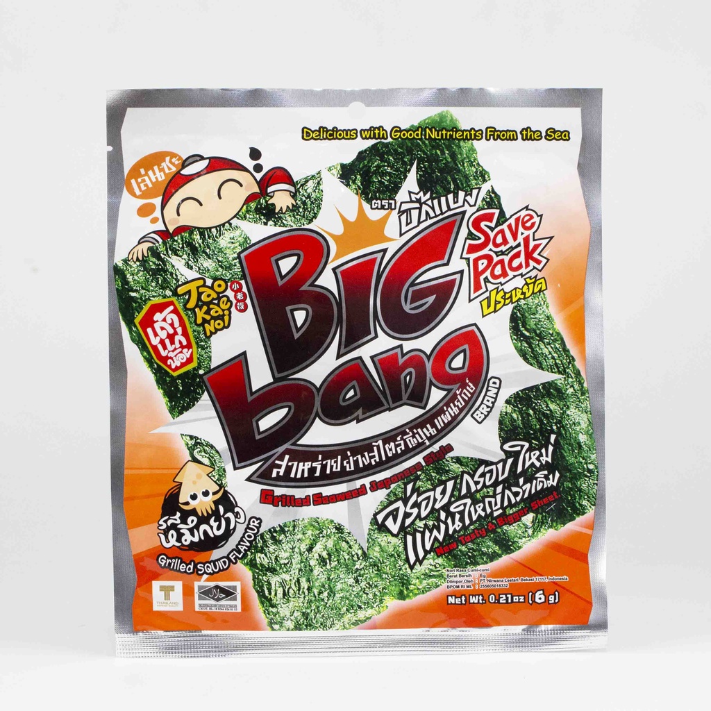 Bánh Snack rong biển giòn cậu chủ (TaoKaeNoi) BIG BANG 6g