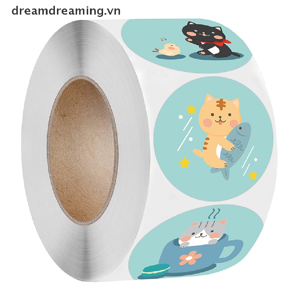Set 500 Hình Tròn Họa Tiết Mèo Dễ Thương