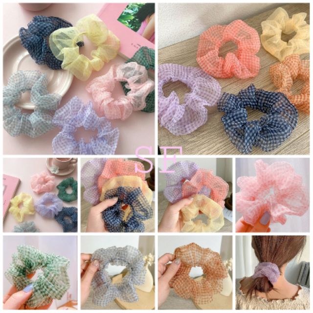 🌷CỘT TÓC SCRUNCHIE HỌA TIẾT CARO TRONG SIÊU XING🌷