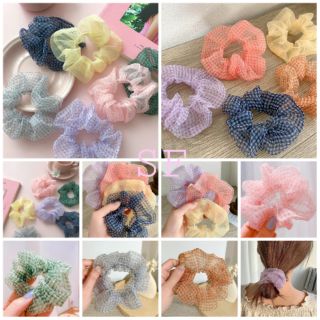 🌷cột tóc scrunchie họa tiết caro trong siêu xing🌷