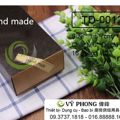 Tem Dán Chữ HANDMADE Sticker Nhãn Dán Bao Bì Hộp Bánh Trung Thu Nhà Làm TD-0012