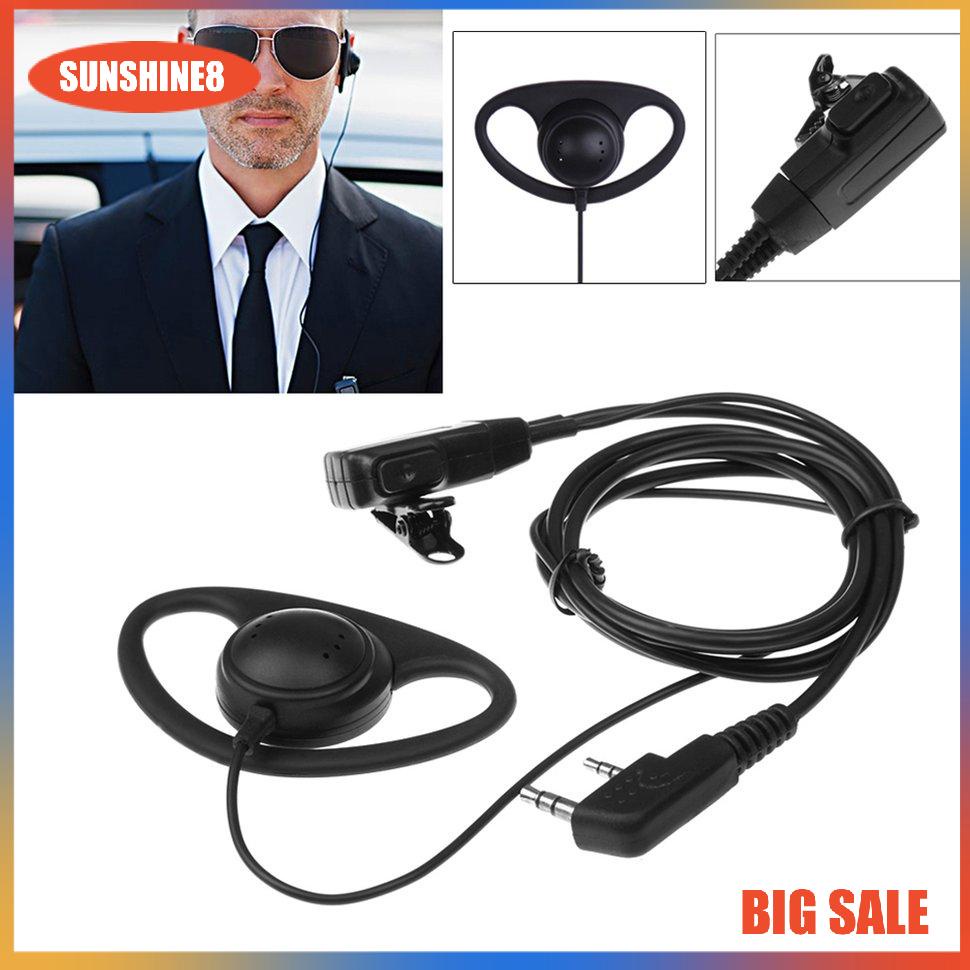 【SUN】2 Pin D-Shape Earpiece Headset MIC PTT Mic Earpiece Earphone for Baofeng