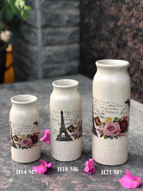 SET 3 LỌ HOA BÌNH BÔNG TRANG TRI NHA CƯA