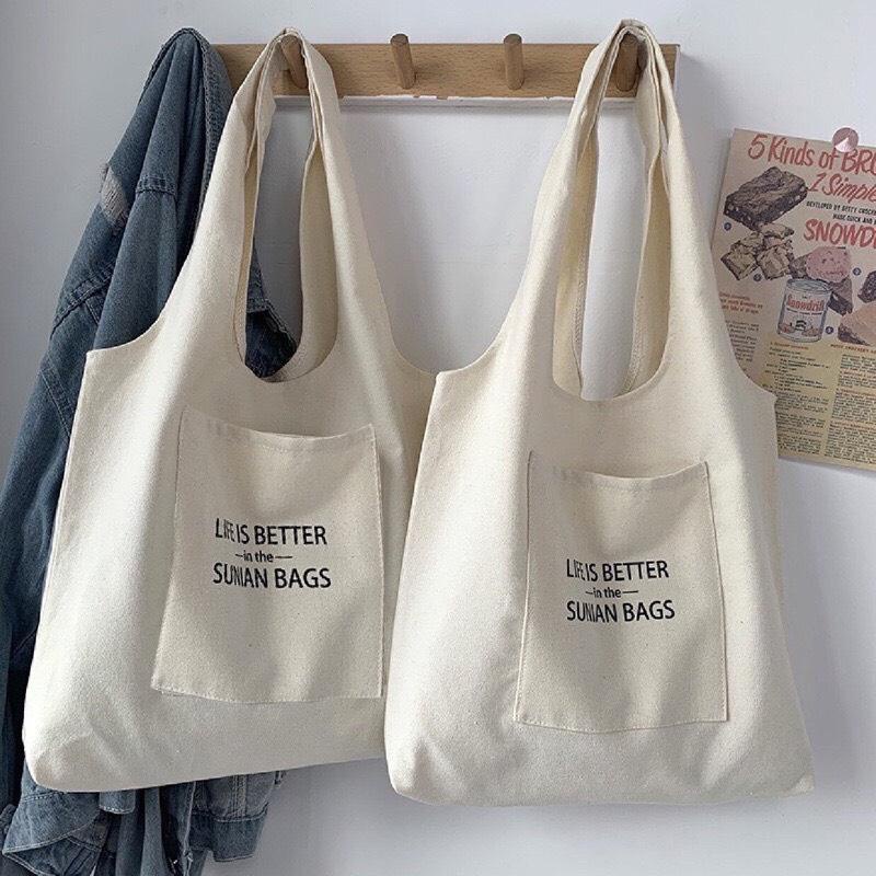 Túi tote vải canvas nam nữ đi học đi chơi dễ thương, túi xách đeo vai in hình thời trang trẻ trung_NH