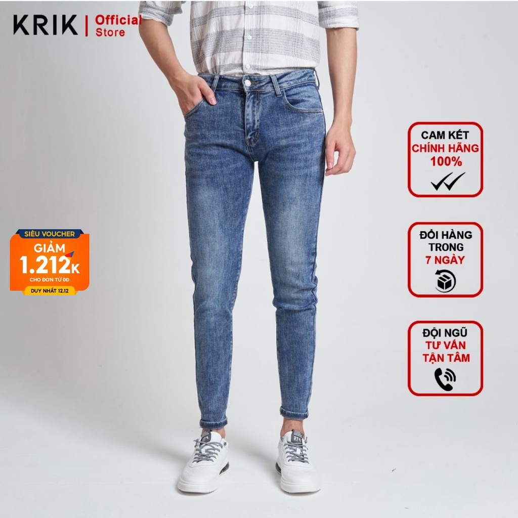 Quần Jean Nam Chất Bò Đẹp Local Brand KRIK Dáng Hàn Quốc Slimfit Basic QJ1001 | BigBuy360 - bigbuy360.vn