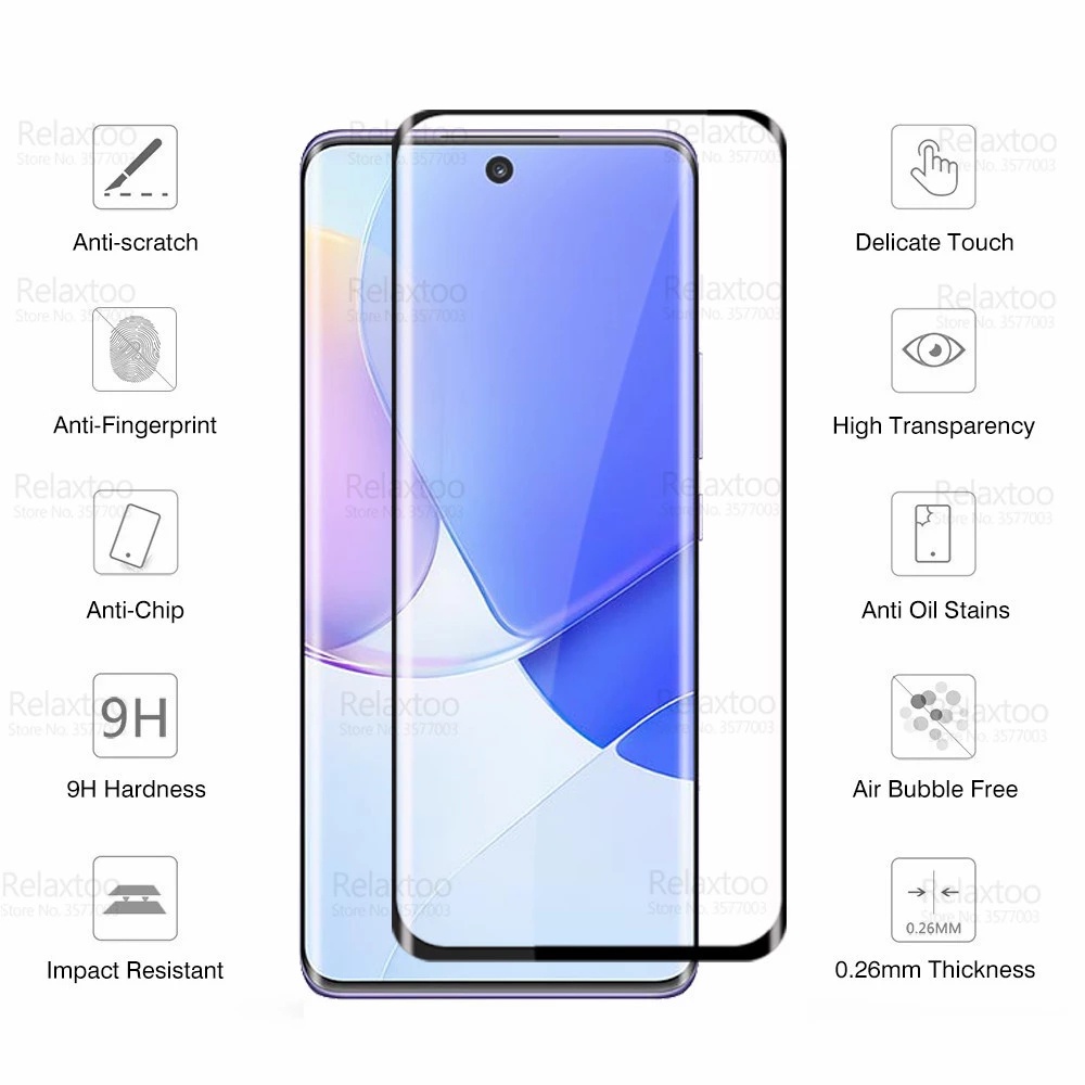Kính Cường Lực Cong Bảo Vệ Màn Hình Điện Thoại Chống Rơi / Trầy Xước Cho Huawei Nova 9 / 9Pro