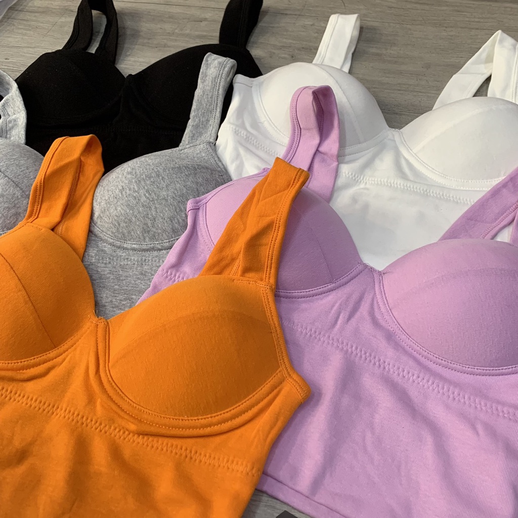 Áo Croptop Tập Gym Yoga Nữ Mút Đúc Vải Cotton