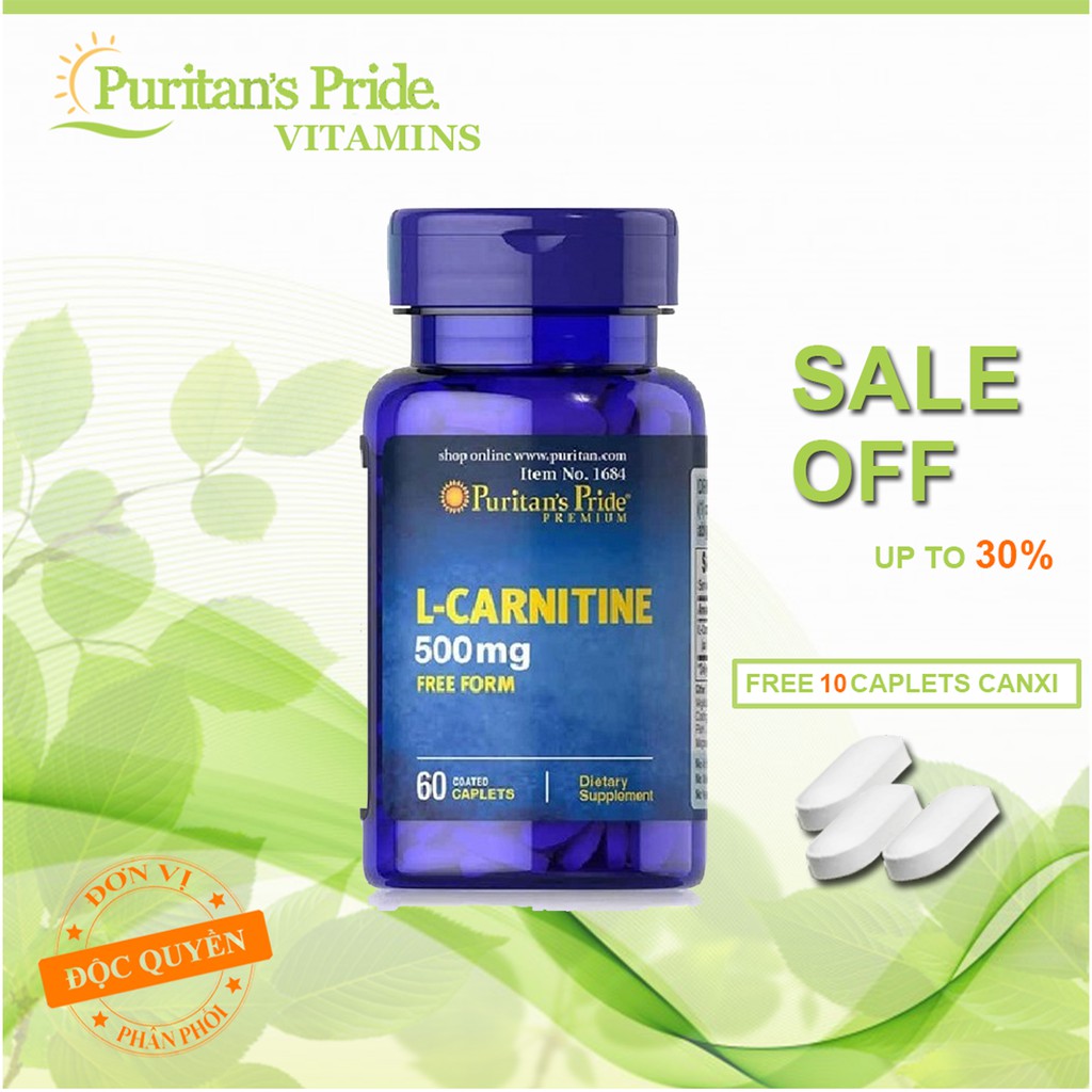 [Puritan's Pride] Viên uống giảm cân L-Carnitine lọ 30 viên nhập khẩu Mỹ