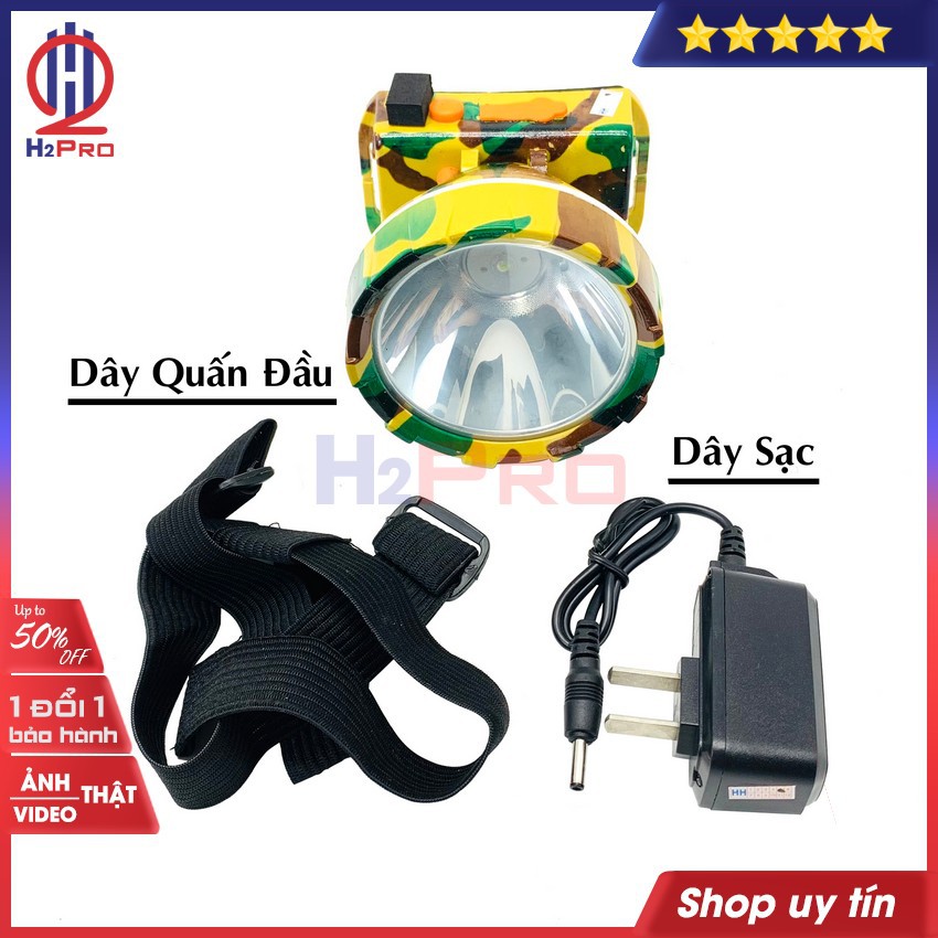 Đèn pin đội đầu siêu sáng 100W MIN HUI A3-5 H2Pro cao cấp LED-pin sạc-10h sử dụng-chống nước (1 bộ), ánh sáng trắng-vàng