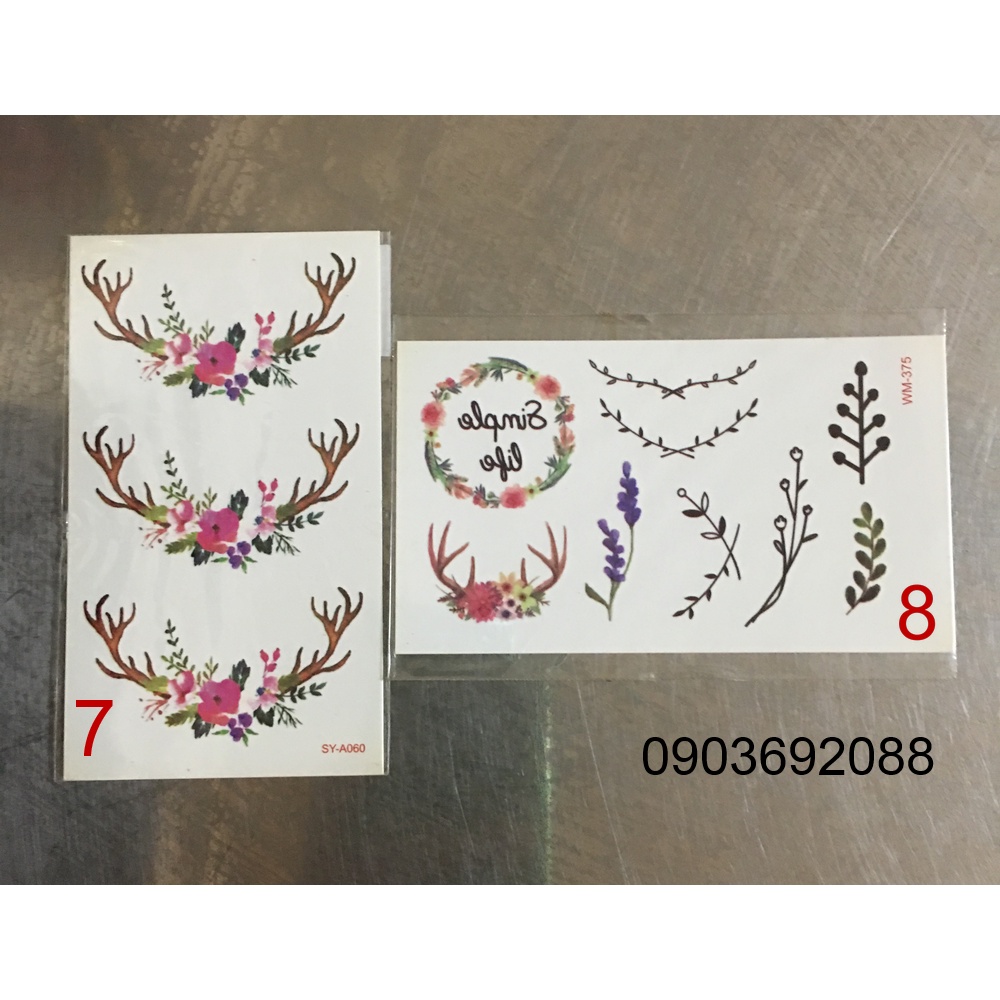 [HCM] Hình xăm dán - tattoo sticker hoa nhỏ 10.5 x 6cm