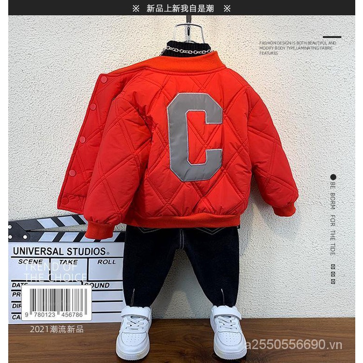 Áo Khoác Bóng Chày Lót Cotton Dày Dặn Thời Trang Mùa Đông Mới Cho Bé Trai
