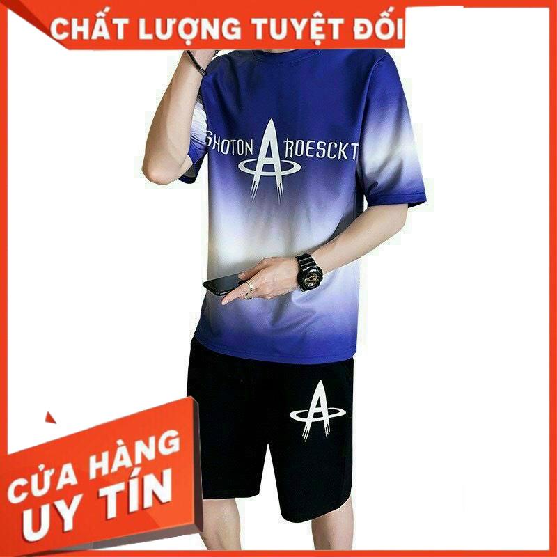 Đồ bộ thể thao nam thun lạnh mặc mát kèm ảnh thật K085 2 màu Trắng và Đen