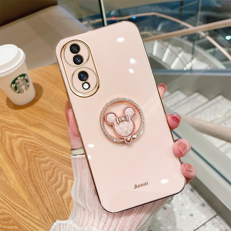 Ốp Điện Thoại Vuông Mềm Có Vòng Đỡ Hình Chuột Cho Samsung Galaxy S23 S22 S21 Ultra S20 S10 Plus Note 20 Ultra S21 S20 FE