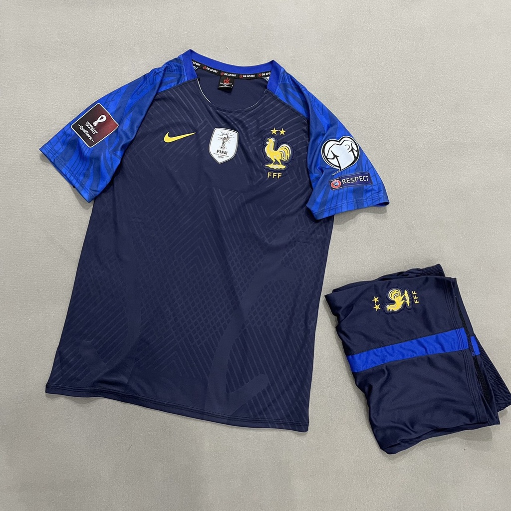 Bộ quần áo bóng đá Pháp xanh DK FLG vòng loại WC2022