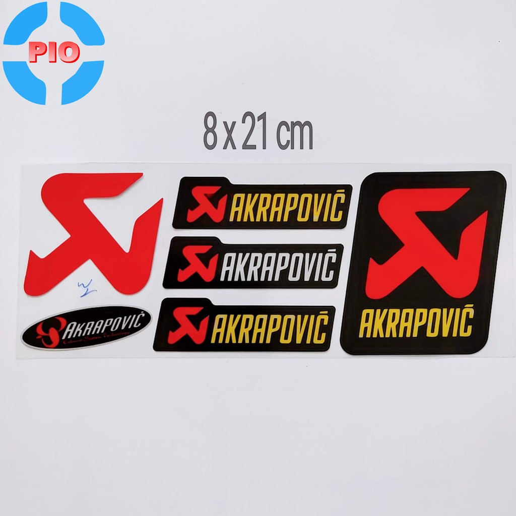 Bộ Tem Sticker AKRAPOVIC Phản Quang Cao Cấp Dán Xe Máy, Ô Tô, Mũ Bảo Hiểm, Chống Thấm Nước, Chống Bay Màu