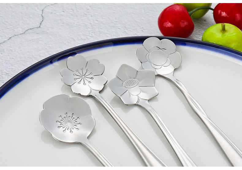 Thìa cà phê bằng thép không gỉ sáng tạo kiểu Hàn Quốc Nhật Bản