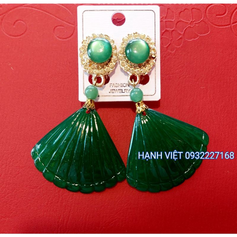 Đôi hoa tai kẹp hình quạt các màu  - Trang phục Phụ kiện Hầu Đồng