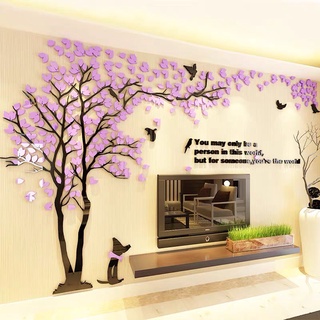 Tranh dán tường mica 3D - Cây tình nhân vàng, trang trí phòng khách, quán cafe