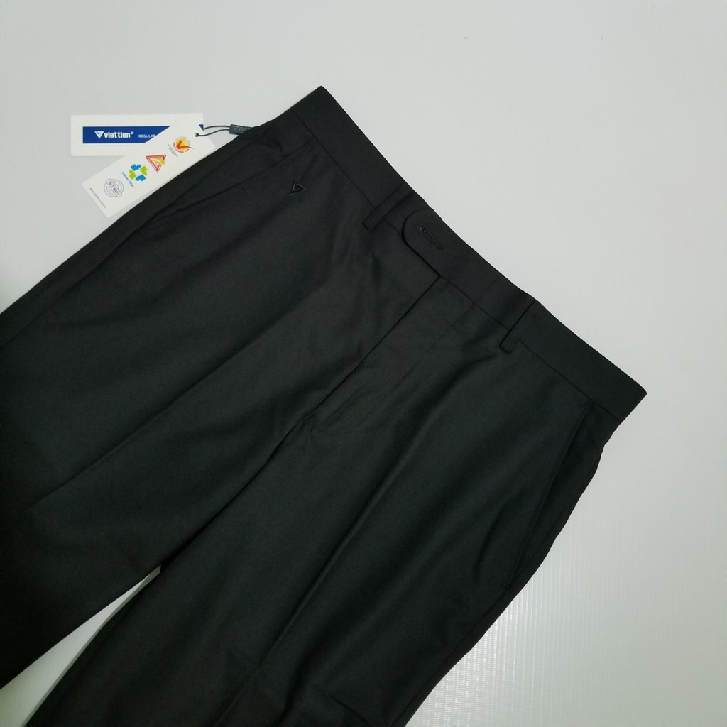 Quần tây nam Việt Tiến màu ĐEN trơn - phom suông REGULAR- có ly và không ly- SHOP HỨA