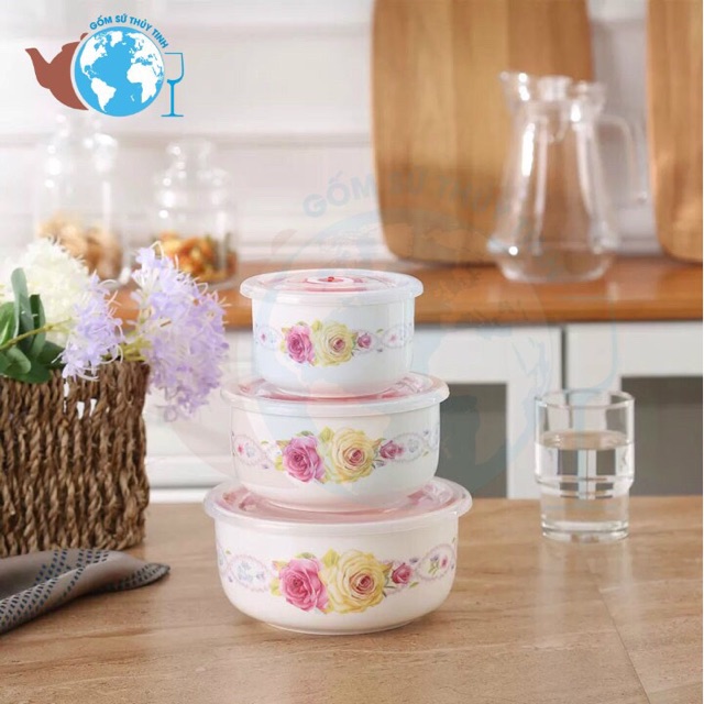 Bộ thố sứ có nắp hút chân không hình ngẫu nhiên