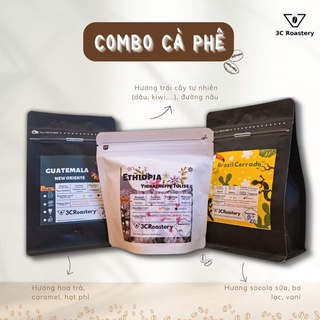 Combo cà phê Arabica nguyên chất, cafe pha máy Espresso 500gram Ethiopia, Brazil, Guatemala 3C Roastery