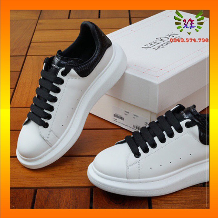 Giày sneaker trắng dây đen đế bằng vân cá sấu giày trắng dây đen siêu hot ( Hỗ Trợ Đổi Trả)