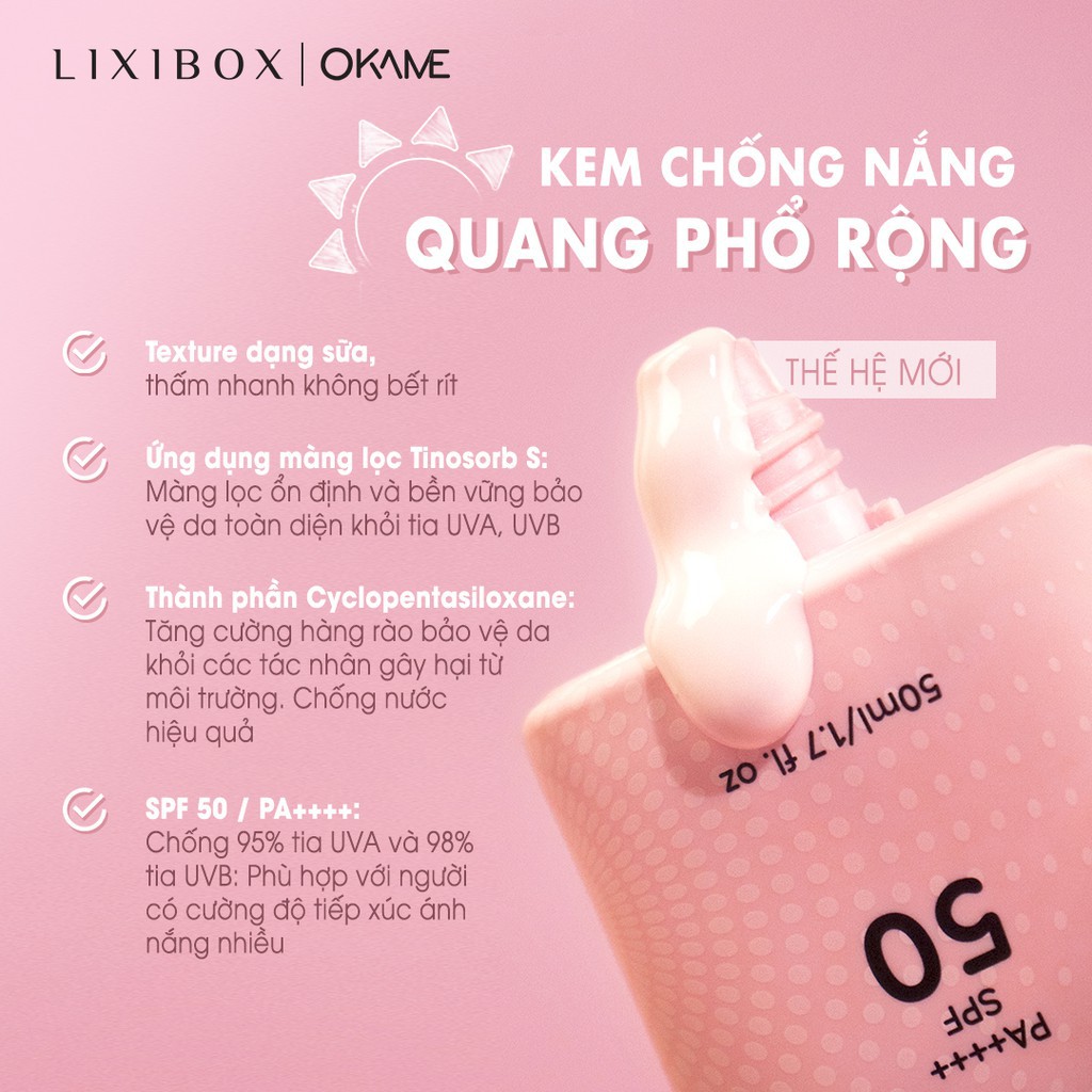 Kem Chống Nắng Okame Brightening UV Shield Sunscreen SPF 50 PA++++ 50ml