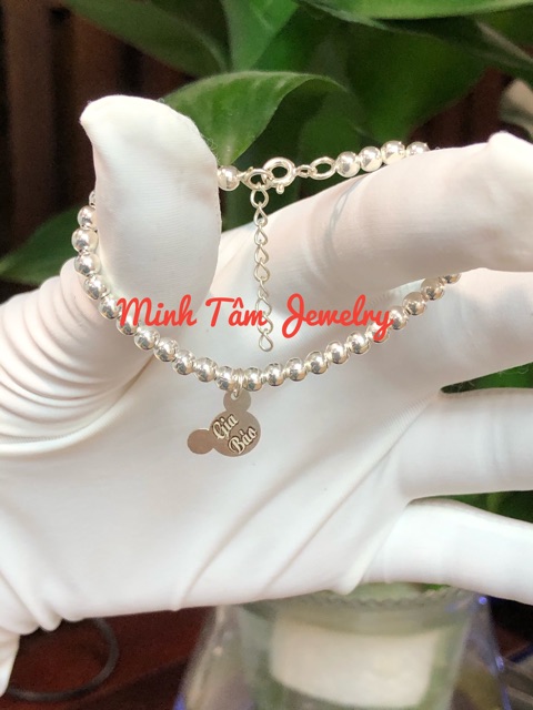 Lắc tay bi bạc mặt chuột mickey khắc tên theo yêu cầu-Minh Tâm Jewelry