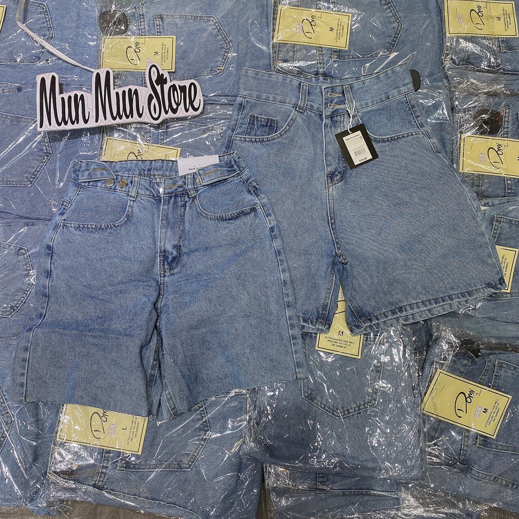 Quần Short Jean Ngố Bò Ống Rộng Lưng Cao MunMunStore Quần Ngố Jean 2 Đai ( Kèm ảnh thật) 9624 - 9632 - 102