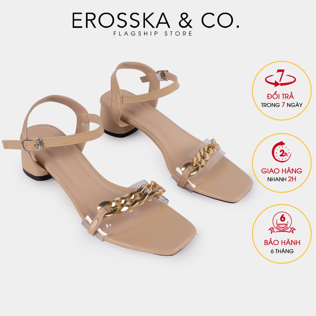 Giày sandal quai xích Erosska kiểu dáng Hàn Quốc cao 5cm màu nude - EB035
