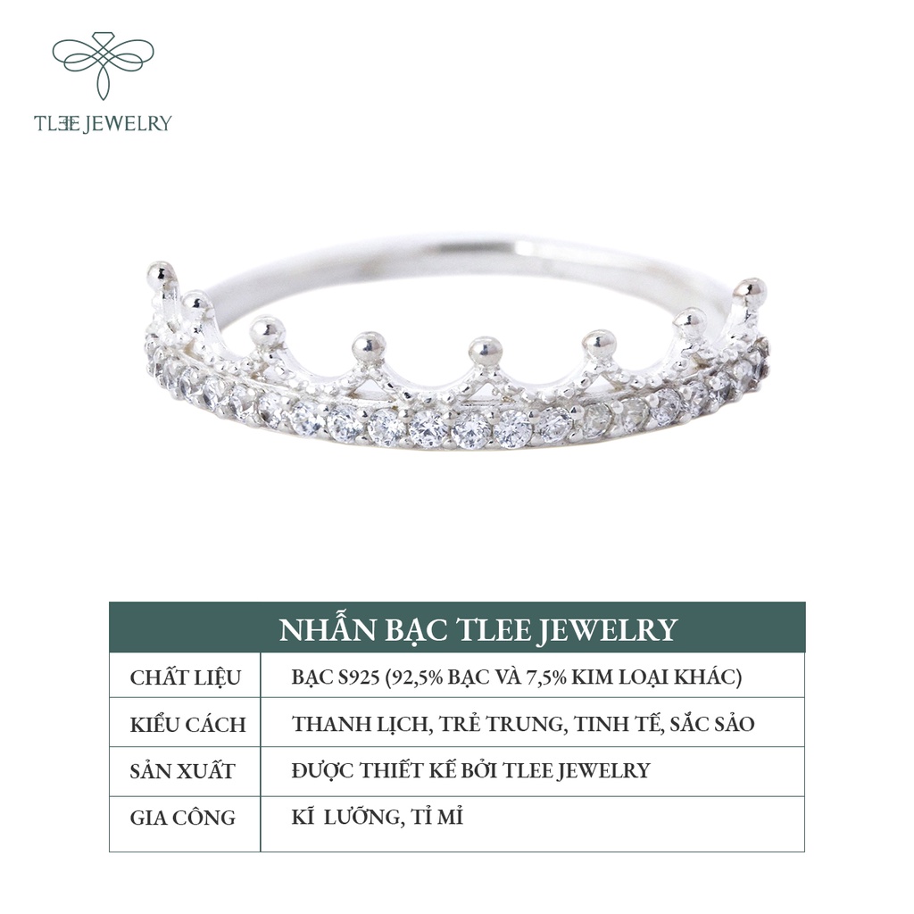 Nhẫn bạc nữ TLEE king nạm đá cao cấp NCJ A0100