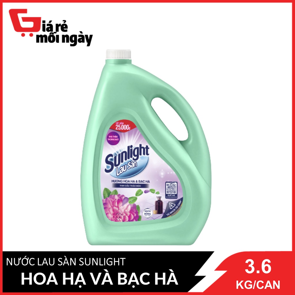Nước Lau Sàn Sunlight Hoa Hạ Và Bạc Hà (3.6Kg/Can)